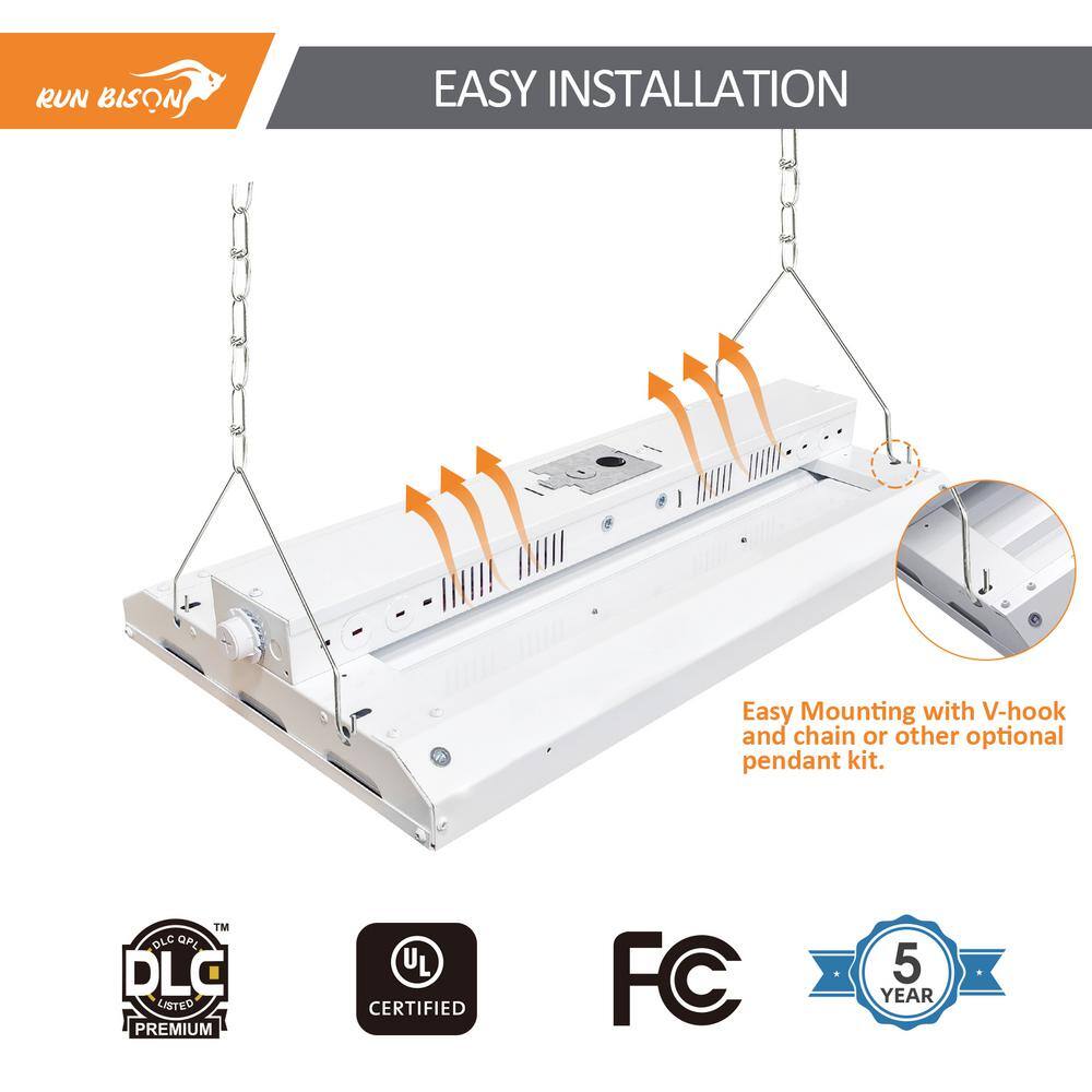 RUN BISON 2 ft. 600-Watt Equivalent Up To 28,350 Lumens Integrated LED Dimmable High Bay Light, 5000K Daylight, UL Listed (4-Pack)