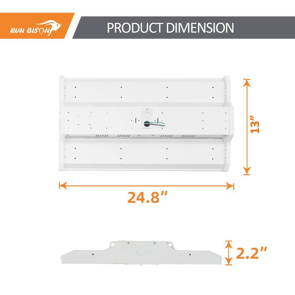 RUN BISON 2-Pack 2ft. 800Watt Equivalent White Integrated LED Dimmable Linear High Bay Light,120- 277Volt 22,950Lumens 4000K/5000K
