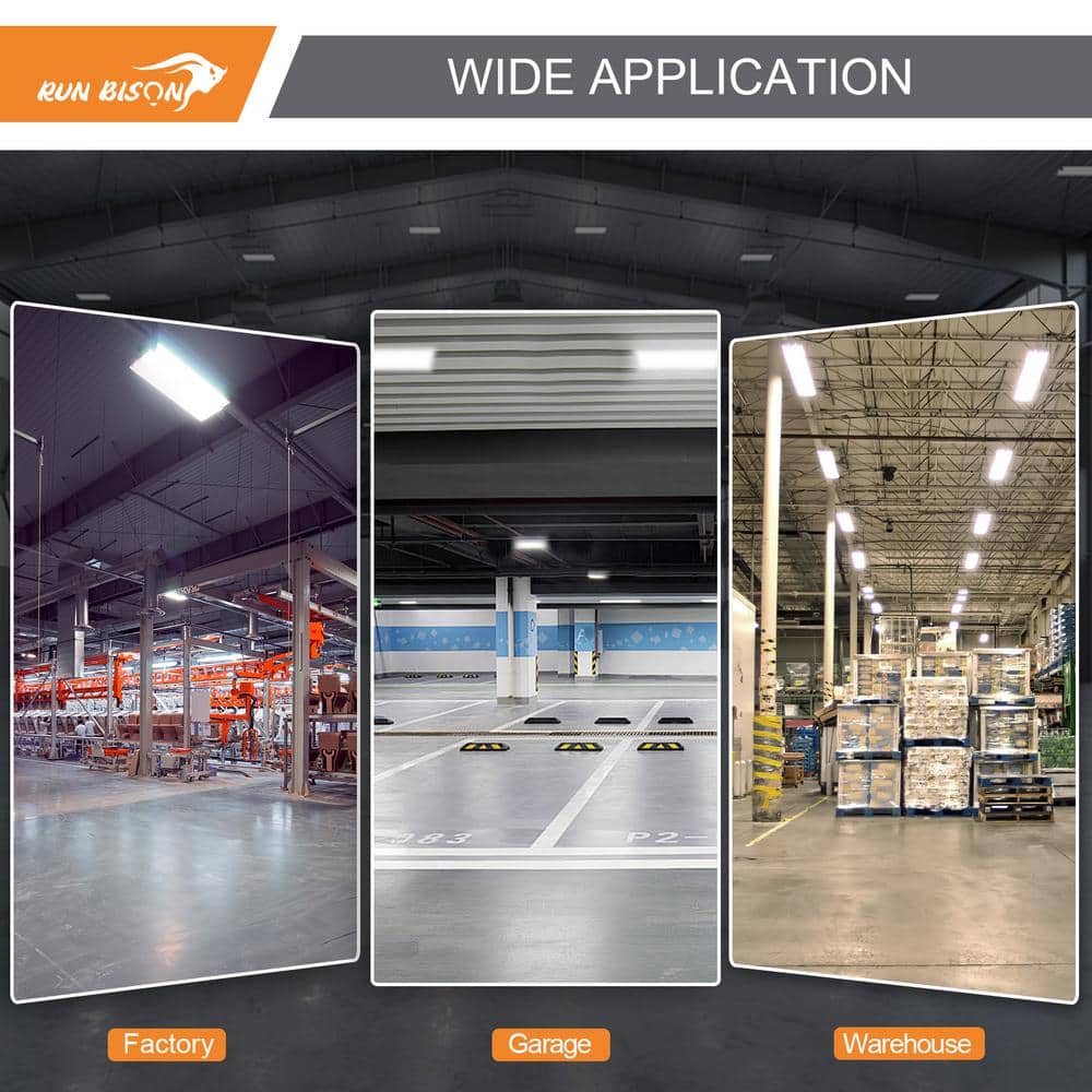 RUN BISON 2 ft. 800-Watt Equivalent Integrated LED Dimmable High Bay Light with 120-277V 28,350lm 5000K Daylight (4-Pack)