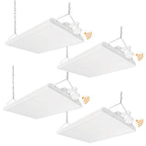 RUN BISON 4-Pack 2 ft. 800-Watt Equivalent 28,350 Lumens Integrated LED Dimmable High Bay Light With Motion Sensor, 5000K Daylight