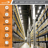 RUN BISON 4 ft. White 1000-Watt Equivalent Integrated LED Dimmable Linear High Bay Light, 40500 Lumens 5000K Dayllight