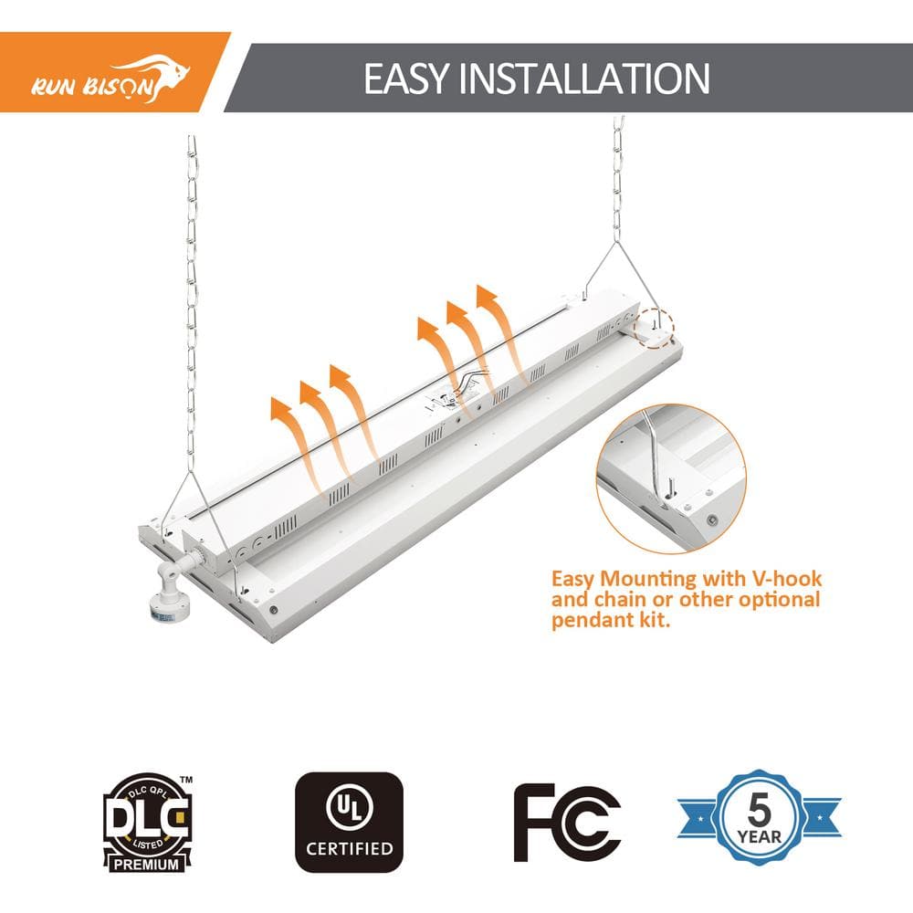 RUN BISON 1000-Watt Equivalent Integrated LED Dimmable Linear High Bay Light 40500 Lumens 5000K Daylight with Motion Sensor
