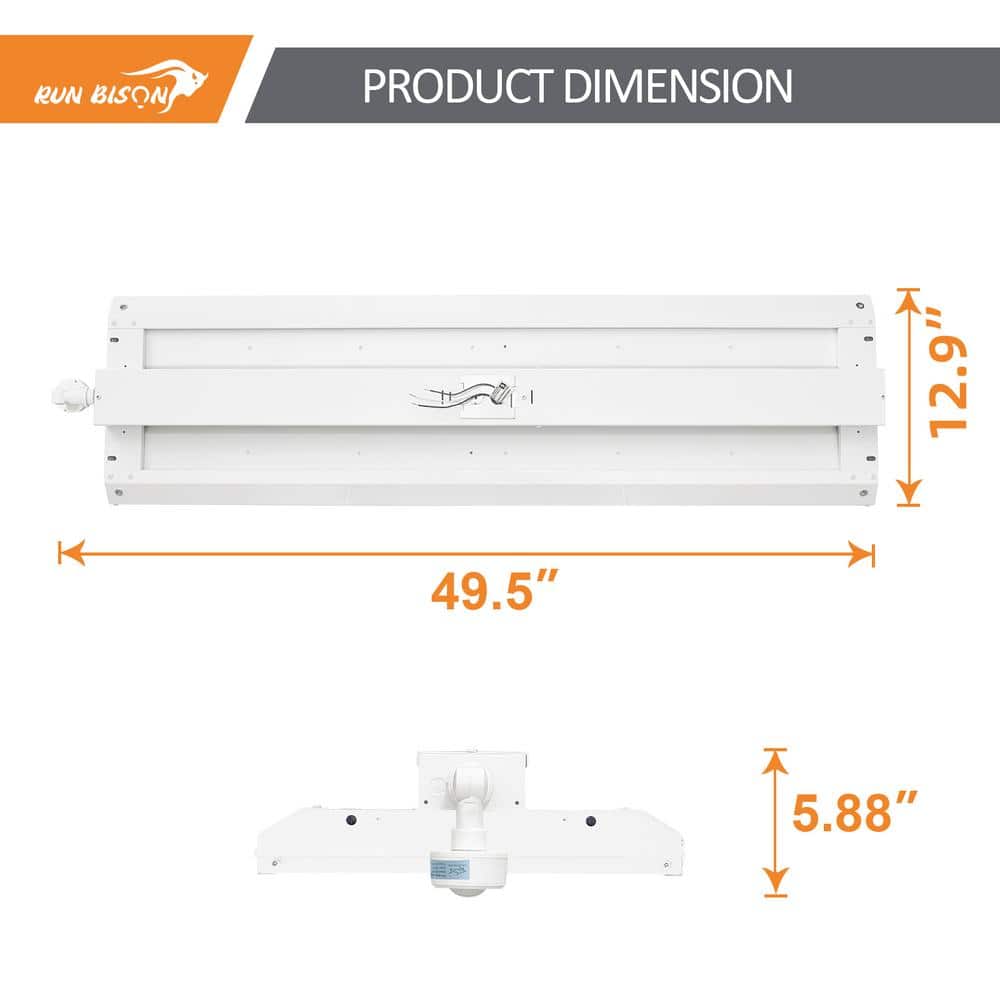 RUN BISON 1000-Watt Equivalent Integrated LED Dimmable Linear High Bay Light 40500 Lumens 5000K Daylight with Motion Sensor