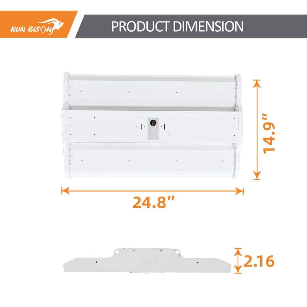 RUN BISON 2-PACK 2ft. 600W Equivalent Integrated LED Dimmable High Bay Light with 120-277V 20,925lm 5000K Daylight