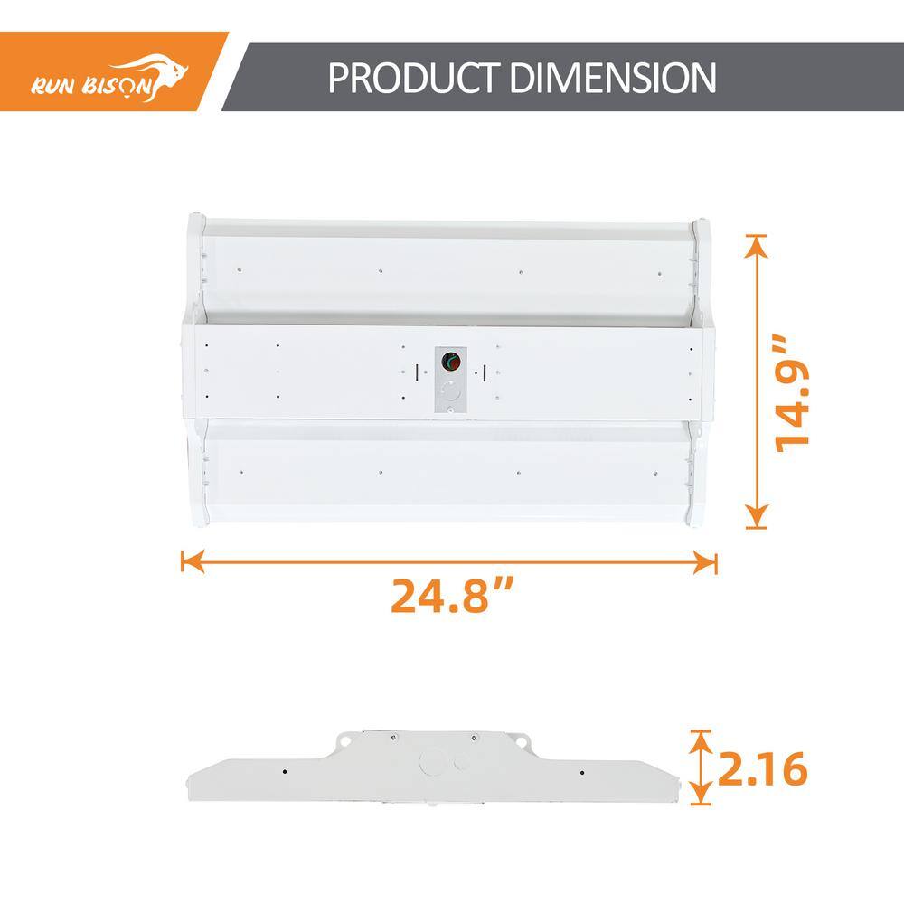 RUN BISON 2 ft. 600-Watt Equivalent Integrated LED Dimmable High Bay Light with 120-277V 20,925lm 5000K Daylight (4-Pack)