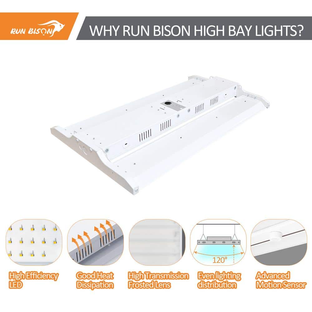 RUN BISON 2 ft. 600-Watt Equivalent Integrated LED Dimmable High Bay Light with 120-277V 20,925lm 5000K Daylight (4-Pack)