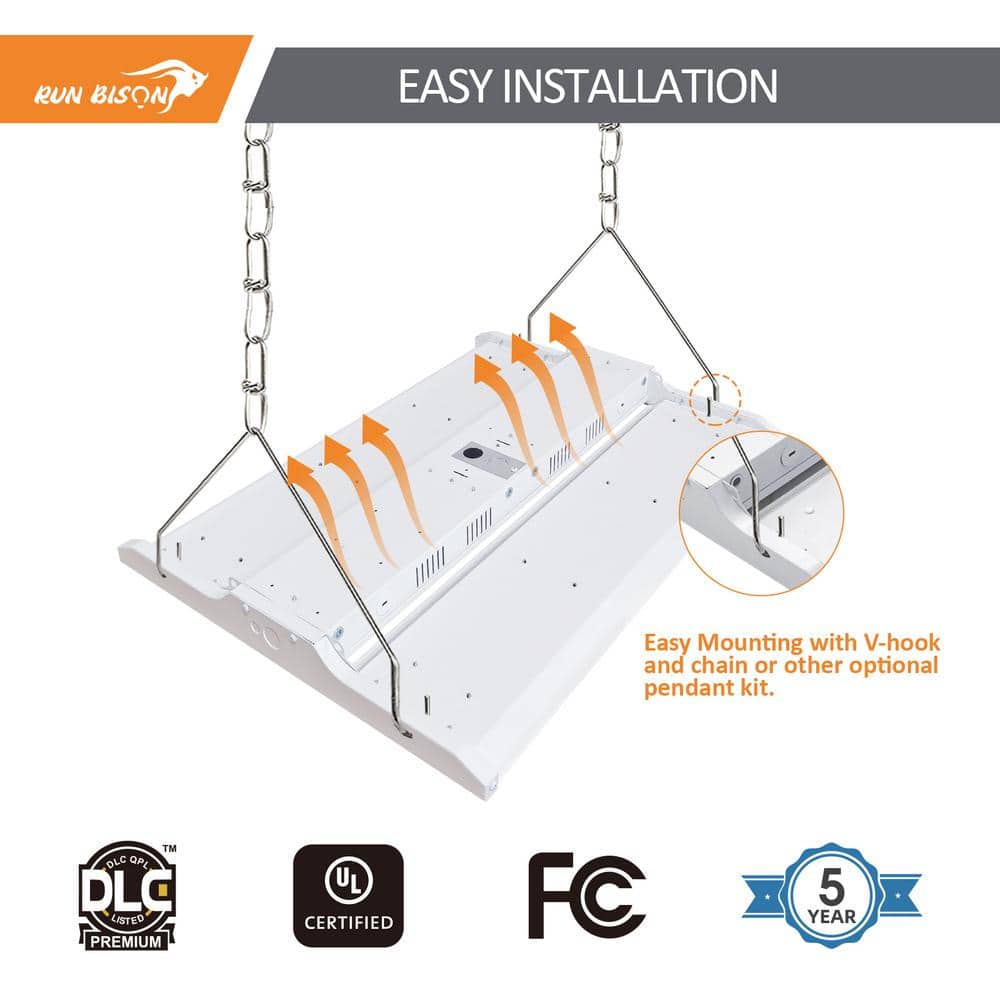 RUN BISON 2 ft. 800W Equivalent Integrated LED Dimmable Linear High Bay Light,120-277V 28,350 Lumens 5000K Daylight