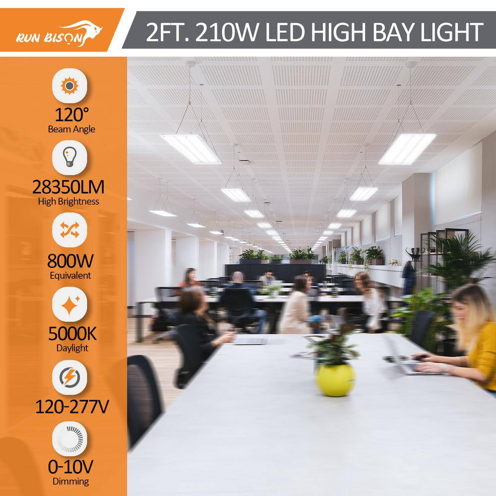 RUN BISON 2 ft. 800W Equivalent Integrated LED Dimmable Linear High Bay Light,120-277V 28,350 Lumens 5000K Daylight