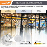 RUN BISON 8-Pack 10.6 in. White 450-Watt Equivalent Integrated LED UFO High Bay Light Fixture, 5000K 21750Lumens, 0-10V Dimmable