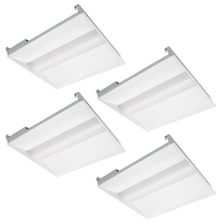 RUN BISON 2 ft. x 2 ft. 100W Equivalent White Dimmable 3500K-4000K-5000K Integrated LED Troffer Light, up to 5000 Lumens (4-Pack)
