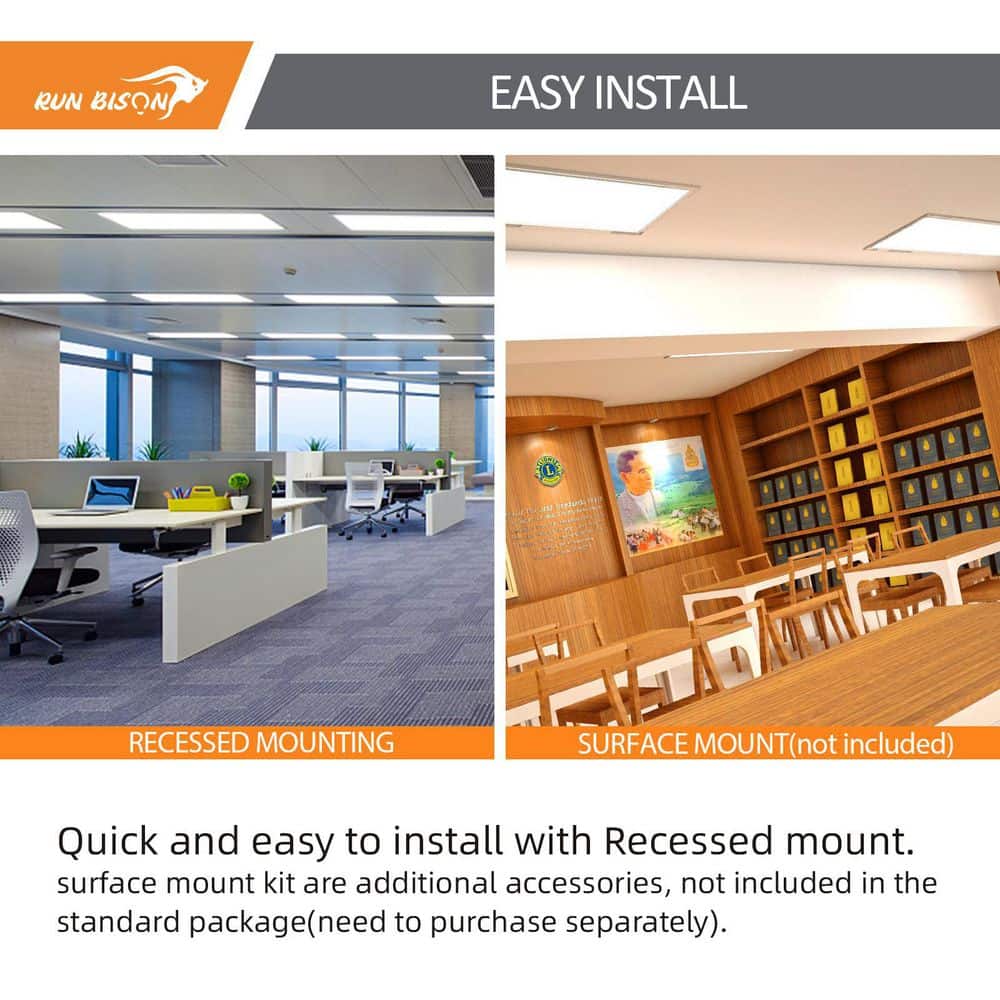 RUN BISON 2 ft. x 2ft. Dimmable White CCT and Wattage Selectable Integrated LED Back-Lit Flat Panel Light