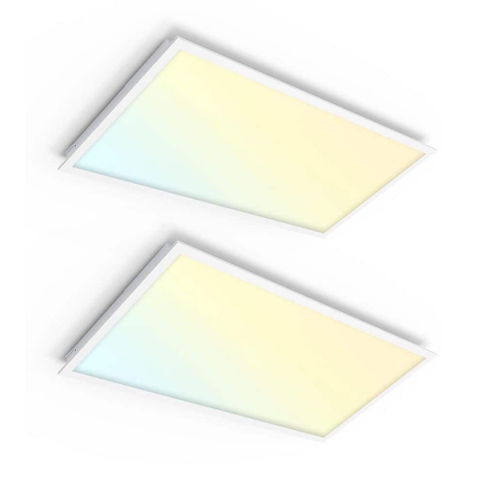 RUN BISON 2-PACK 4 ft. x 2 ft. Dimmable White CCT And Wattage Selectable Integrated LED Back-Lit Panel Light,3300-4400-5500Lumens