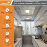 RUN BISON 2-PACK 4 ft. x 2 ft. Dimmable White CCT And Wattage Selectable Integrated LED Back-Lit Panel Light,3300-4400-5500Lumens
