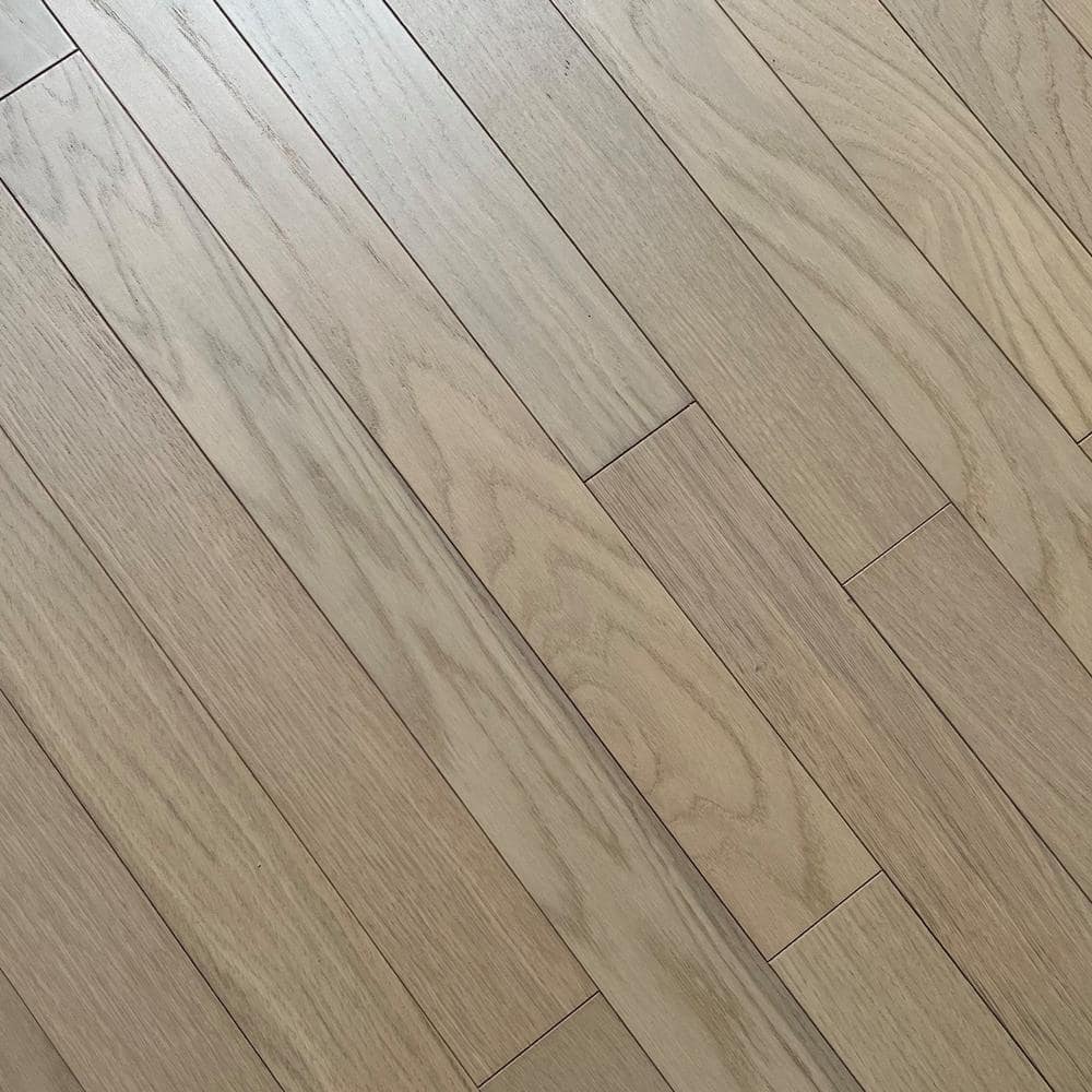 Dekorman White Sands Oak 3/8 in. T x 3 in. W Tongue and Groove Wire Brushed Engineered Hardwood Flooring (35.34 sq.ft./case)