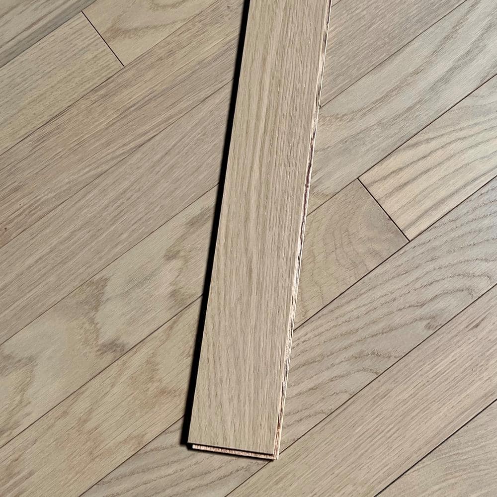 Dekorman White Sands Oak 3/8 in. T x 3 in. W Tongue and Groove Wire Brushed Engineered Hardwood Flooring (35.34 sq.ft./case)