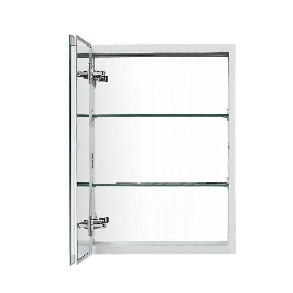 Satico 20 in. W x 26 in. H Rectangular White Aluminum Recessed/Surface Mount Medicine Cabinet with Mirror