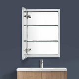 Satico 20 in. W x 26 in. H Rectangular White Aluminum Recessed/Surface Mount Medicine Cabinet with Mirror
