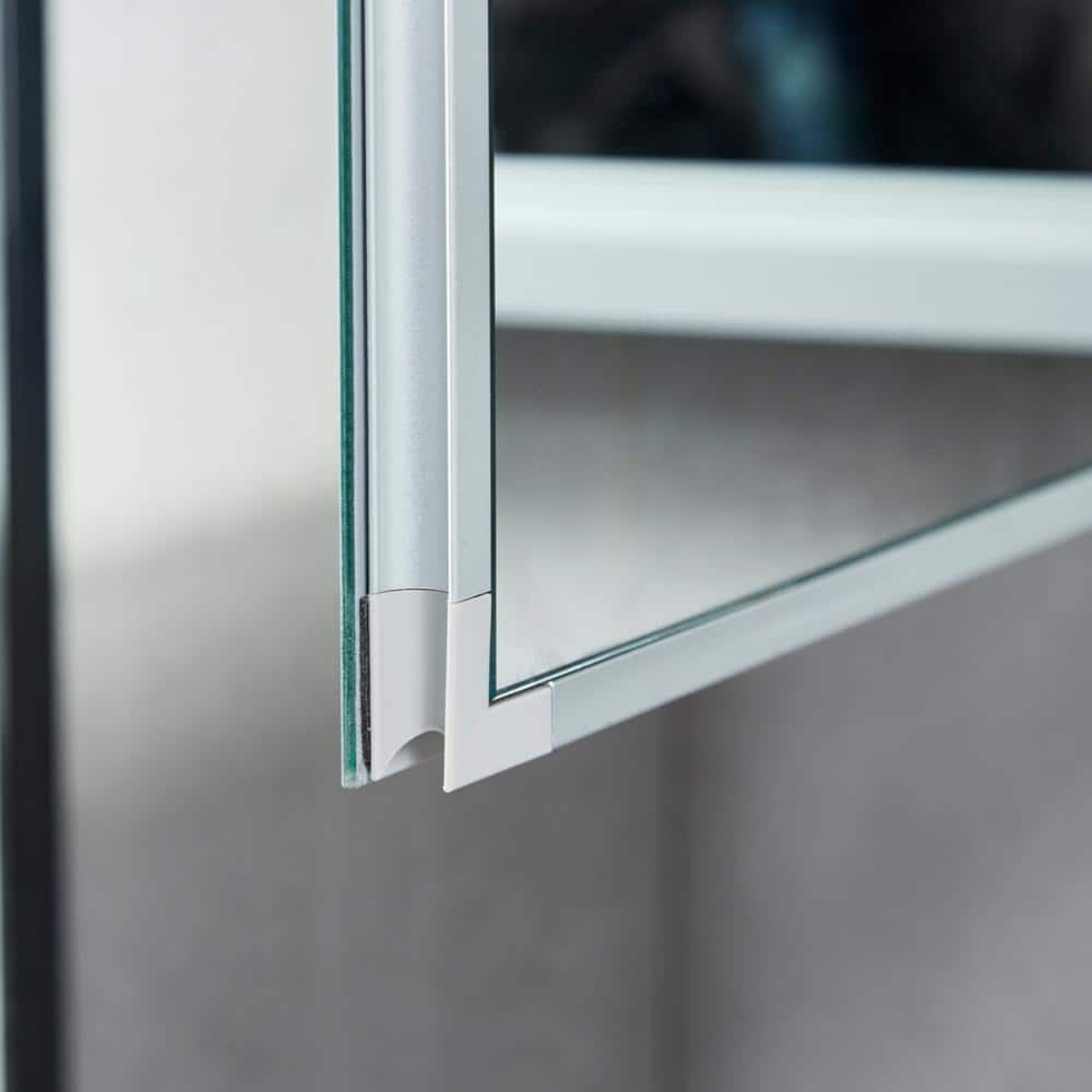 Satico 20 in. W x 26 in. H Rectangular White Aluminum Recessed/Surface Mount Medicine Cabinet with Mirror