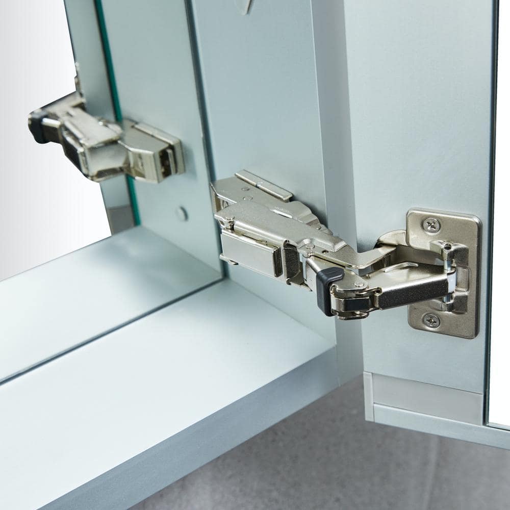 Satico 20 in. W x 26 in. H Rectangular White Aluminum Recessed/Surface Mount Medicine Cabinet with Mirror