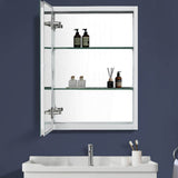 Satico 20 in. W x 26 in. H Rectangular White Aluminum Recessed/Surface Mount Medicine Cabinet with Mirror