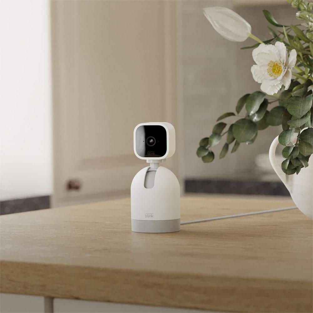 Blink Mini Pan Tilt Camera, Wired Indoor White Rotating Plug In Smart Security Camera, 2-Way Audio, HD Video, Motion