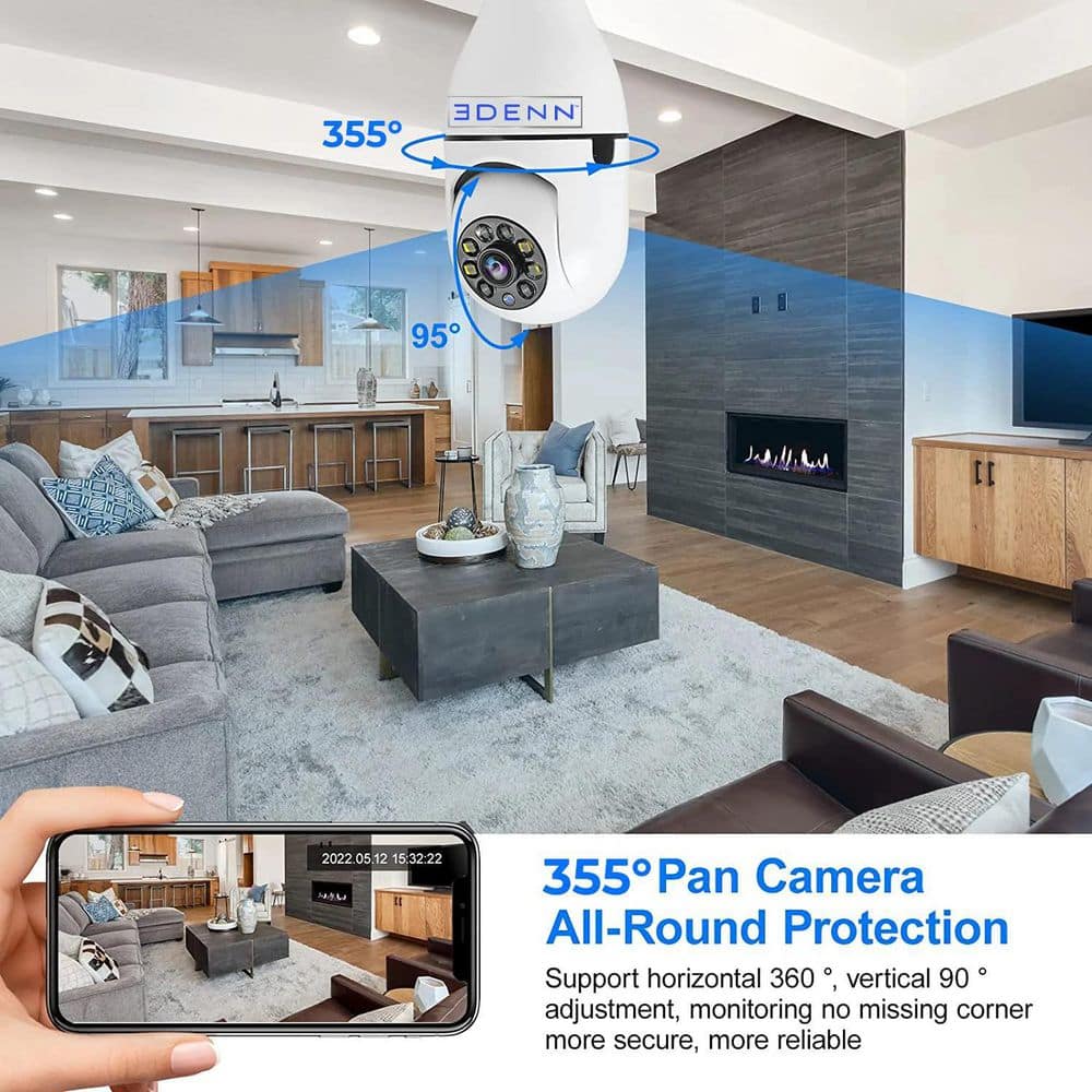 Wireless Light Bulb Indoor/Outdoor Dome WIFI Security Camera Single