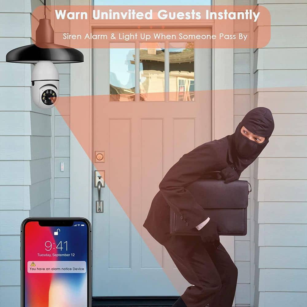 Edenn Wireless Light Bulb Indoor/Outdoor Dome WIFI Security Camera (3-Pack)