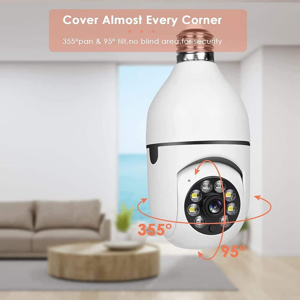 Edenn Wireless Light Bulb Indoor/Outdoor Dome WIFI Security Camera (3-Pack)
