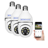 Edenn Wireless Light Bulb Indoor/Outdoor Dome WIFI Security Camera (3-Pack)