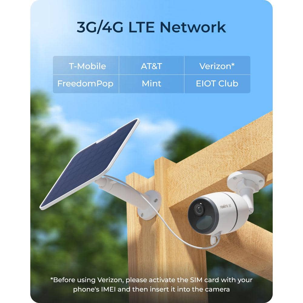 REOLINK Go Series Solar Powered 4G LTE Cellular Outdoor 4K Wireless Home Security Camera with Smart Animal Detect, 64GB Storage