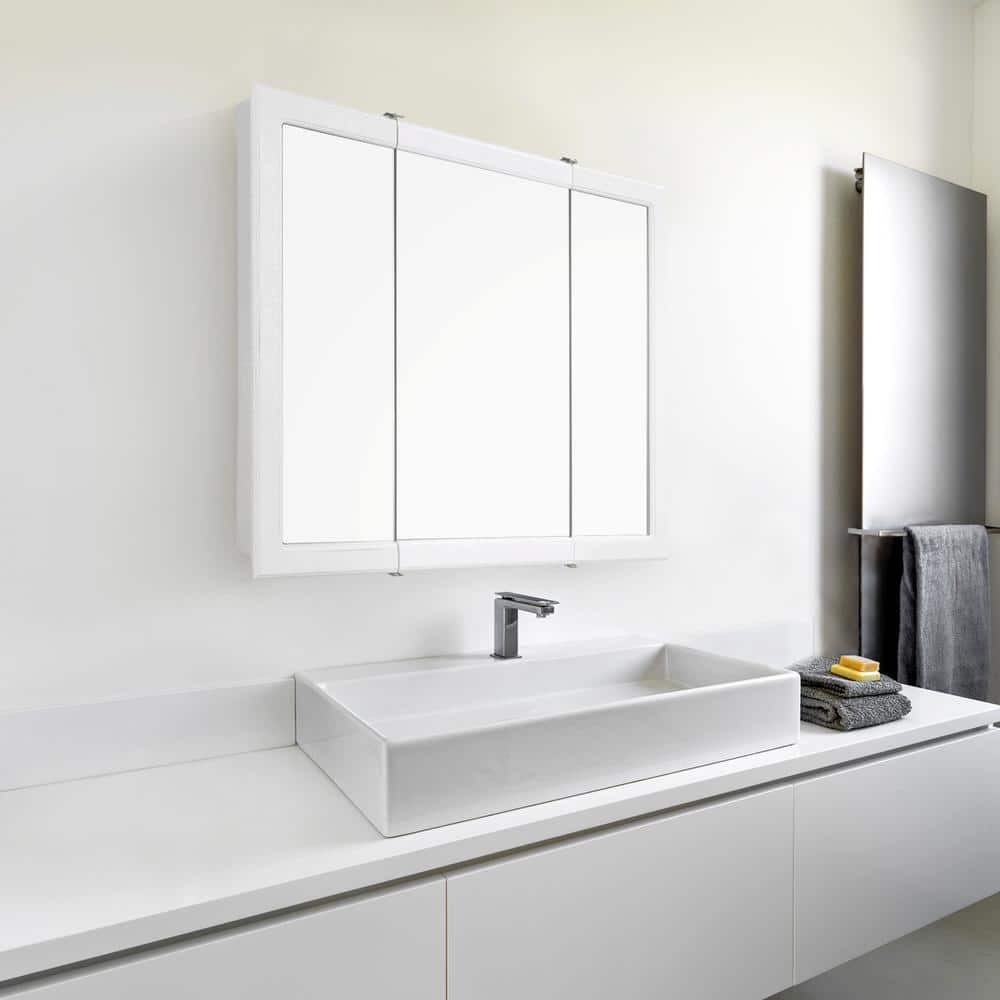 Design House Concord 30 in. W x 30 in. H Rectangular White Semi-Gloss Wood Surface Mount Medicine Cabinet with Mirror