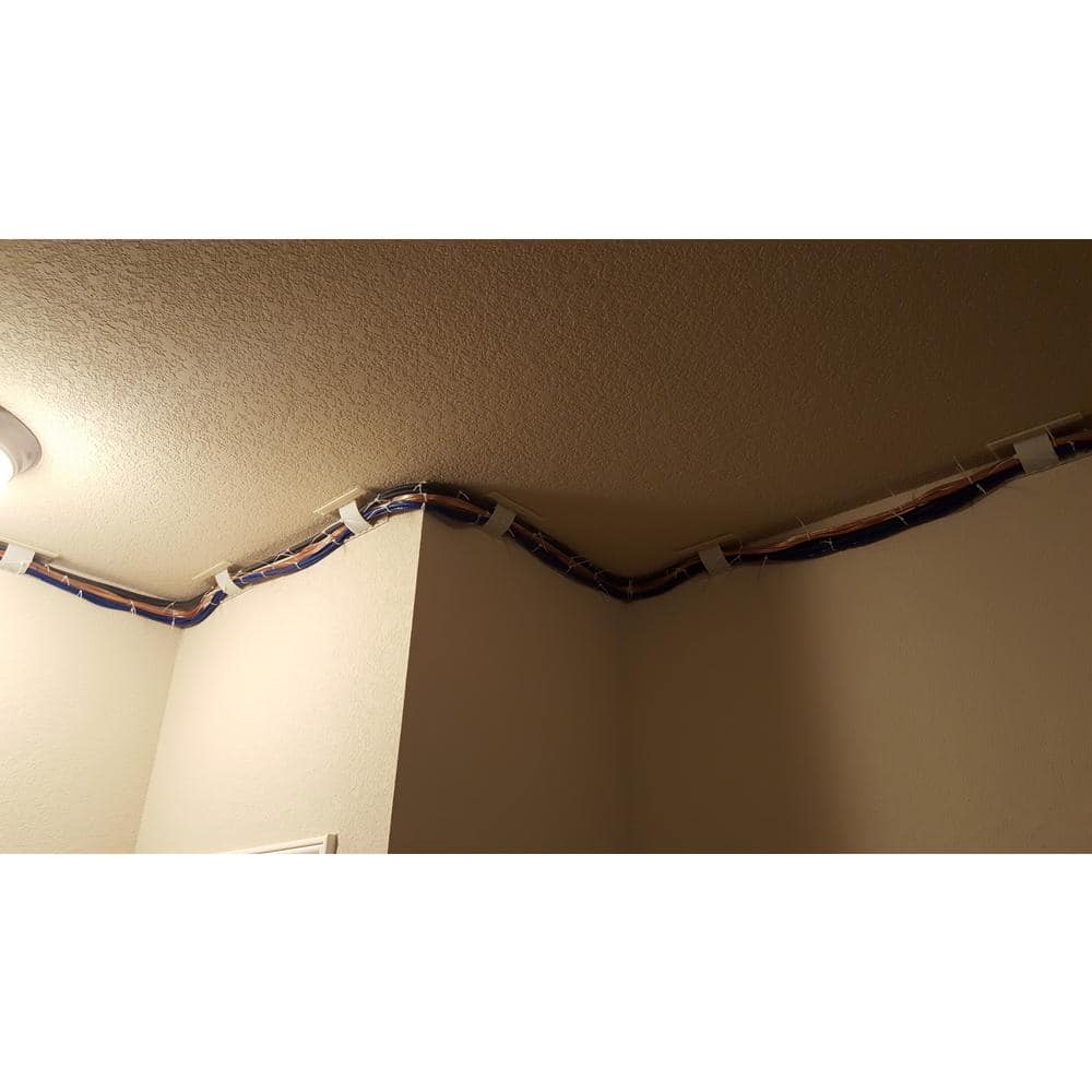 RACEWAY CROWN 0.125 in. x 5.75 in. x 94.5 in. with 4 Brackets PVC Crown Molding System Cable Raceway
