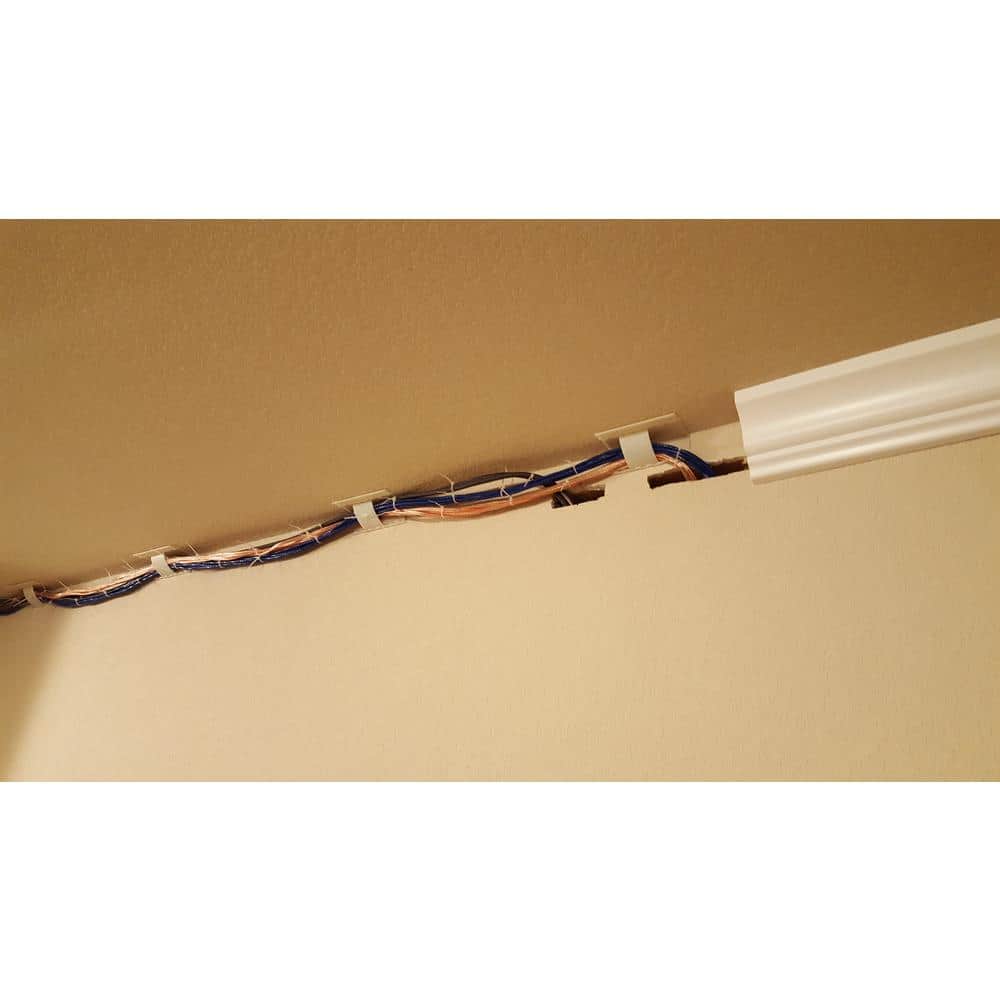 RACEWAY CROWN 0.125 in. x 5.75 in. x 94.5 in. with 4 Brackets PVC Crown Molding System Cable Raceway