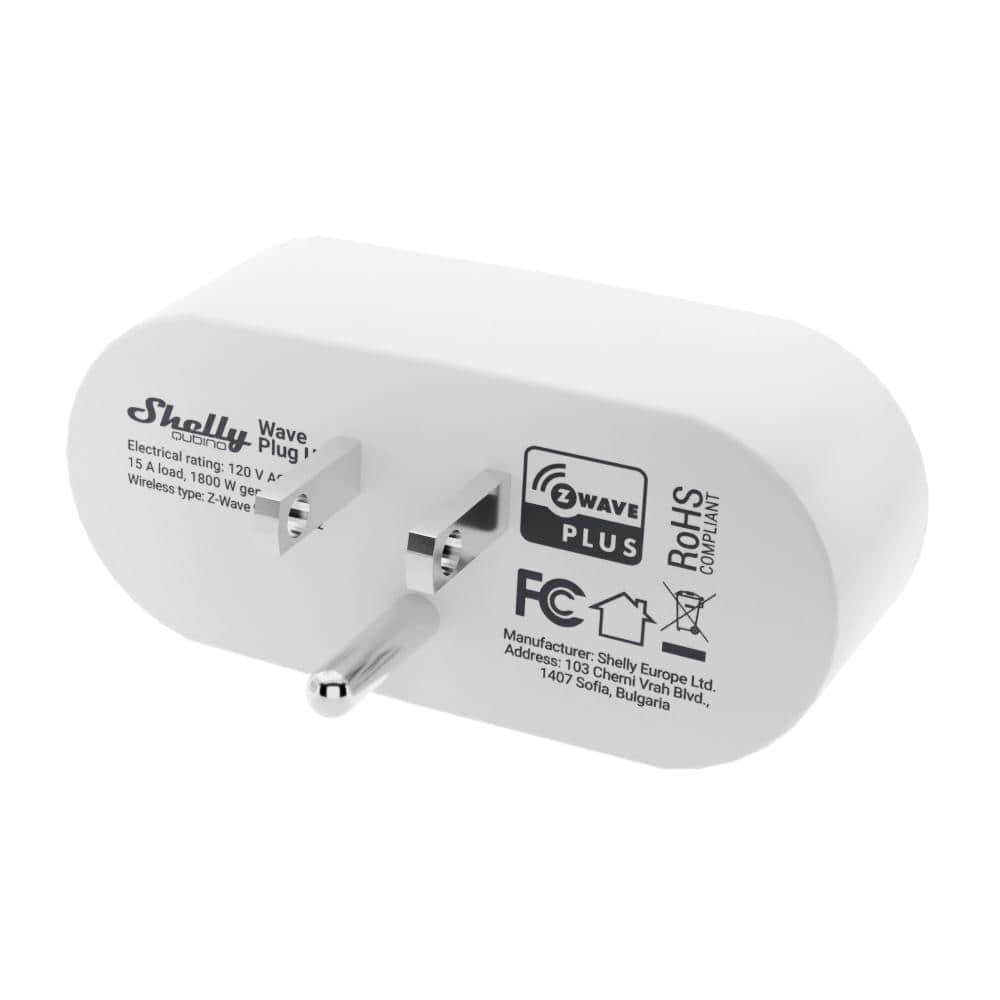 Shelly Qubino Wave Plug US, Z-Wave 800 Series Smart Plug with Energy Monitoring 15 A, Home Automation, Z-Wave Gateway