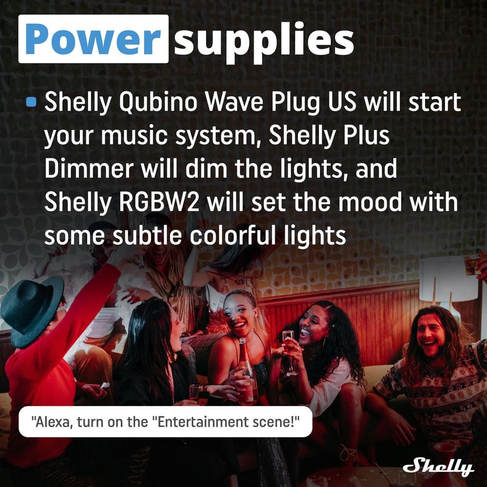 Shelly Qubino Wave Plug US, Z-Wave 800 Series Smart Plug with Energy Monitoring 15 A, Home Automation, Z-Wave Gateway