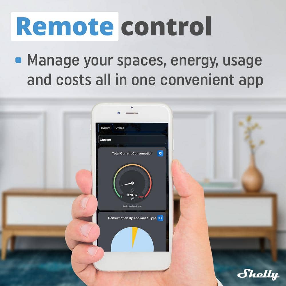 Shelly Plus Plug US, WiFi and Bluetooth Operated Smart Plug With Power Measurement, Home Automation, Remote Control