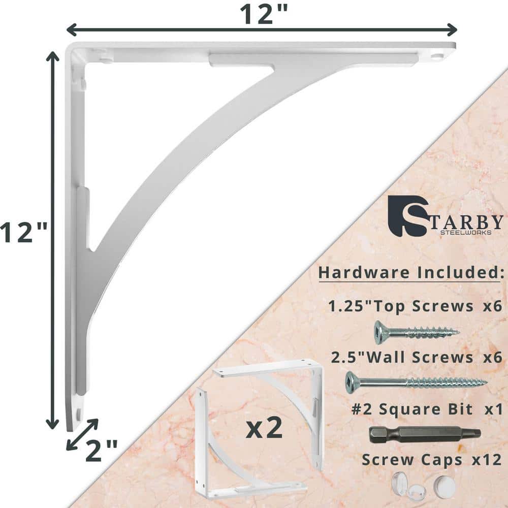 Sullivan 12 in. L White Steel Heavy Duty Floating Shelf Bracket (2 Pack)