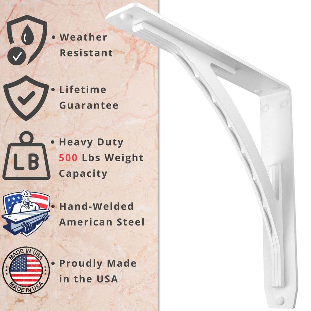 Sullivan 12 in. L White Steel Heavy Duty Floating Shelf Bracket (2 Pack)