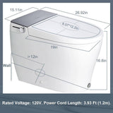 Casta Diva Elongated Electric Smart Bidet Toilet 1.06GPF with Heated Seat and Foot Sensor