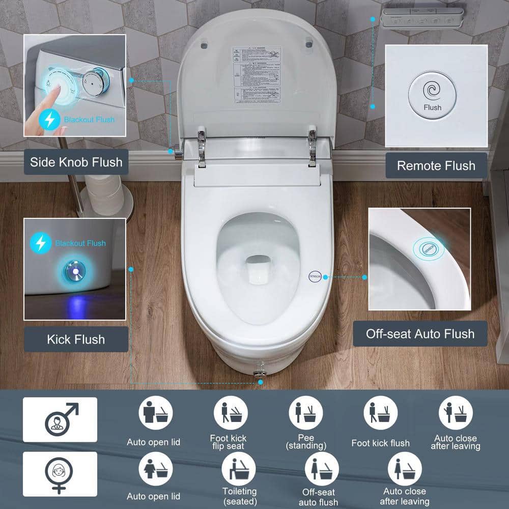 Casta Diva Elongated Electric Smart Bidet Toilet 1.06GPF with Heated Seat and Foot Sensor