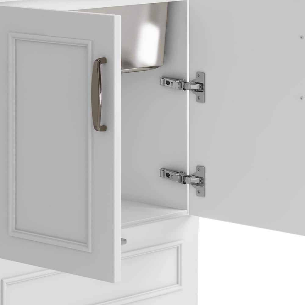 Simpli Home Cardinal Transitional 28 in. Wall Mount Laundry Sink with Cabinet Laundry Cabinet Faucet and Stainless Steel Sink White