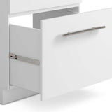 Simpli Home Metro Modern 28 in. Wall Mount Laundry Sink with Cabinet Faucet and Stainless Steel Sink in White