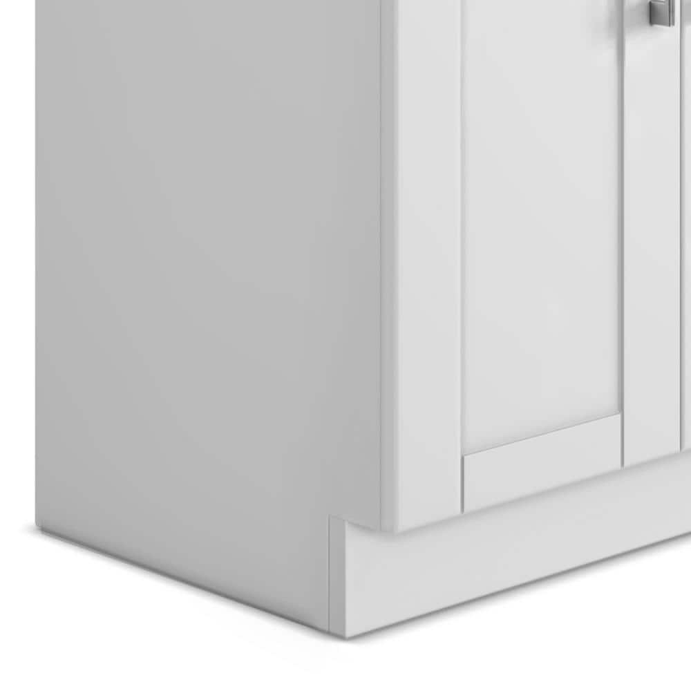 Simpli Home Modern Wide Shaker Transitional 28 in. Wall Mount Laundry Sink with Cabinet Faucet and Stainless Steel Sink in White