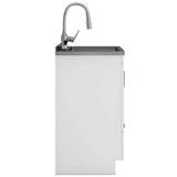 Simpli Home Reed Transitional 24 in. Deluxe wall mount Laundry sink with Cabinet Pull-out Faucet and Stainless Steel Sink in White