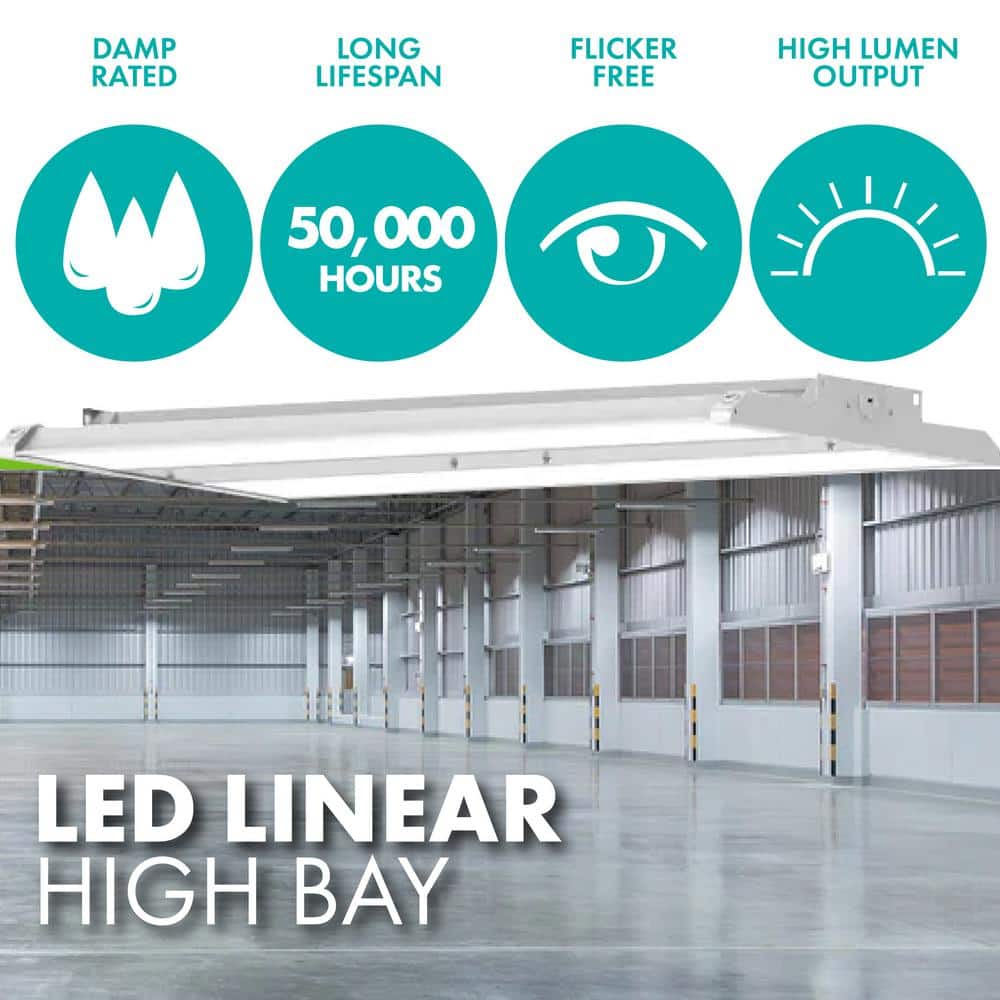 Simply Conserve 175-Watt Equivalent Dimmable Integrated LED Linear High Bay Light, 5000K Daylight, 1-pack