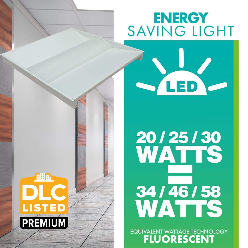 Simply Conserve 34/46/58-Watt Equivalent Dimmable Integrated LED Troffer Light, 3500K/4000K/5000K , 2-pack