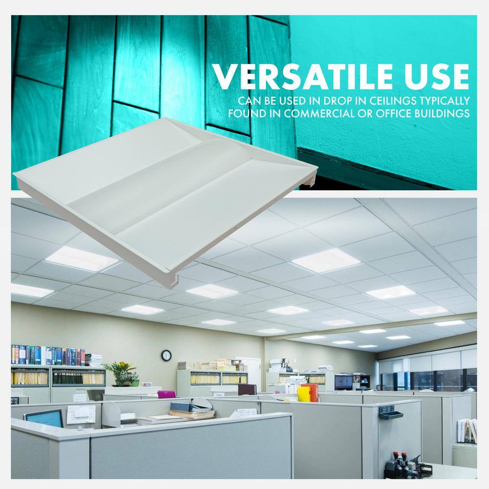 Simply Conserve 34/46/58-Watt Equivalent Dimmable Integrated LED Troffer Light, 3500K/4000K/5000K , 2-pack
