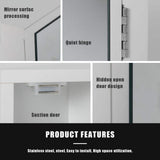 eclife 12.8 in. W x 24.2 in. H Rectangular Single Door Corner Surface Mount Frameless Medicine Cabinet with Mirror in White