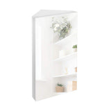 eclife 12.8 in. W x 24.2 in. H Rectangular Single Door Corner Surface Mount Frameless Medicine Cabinet with Mirror in White