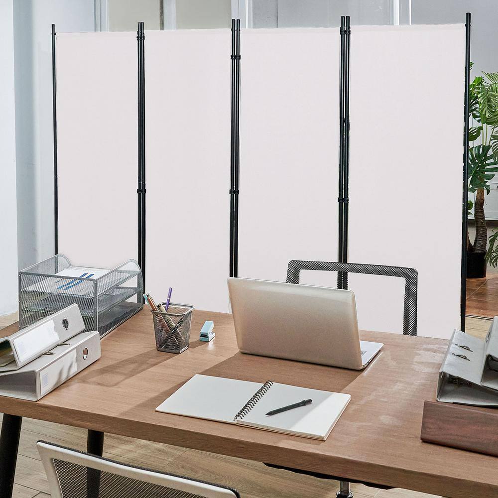 SKYSHALO Room Divider, 5.6 ft. (88 in. x 67.5 in.���Room Dividers and Folding Privacy Screens (4-Panel), White